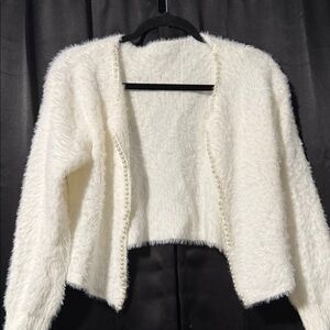 Elegant White Fuzzy Sweater